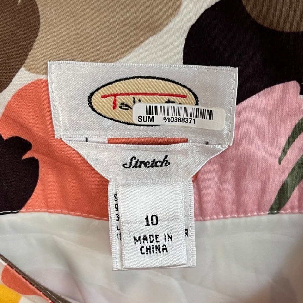Talbots Multi Color Floral Tulip Print A-Line Skirt Button Front Stretch 10 - Picture 6 of 8
